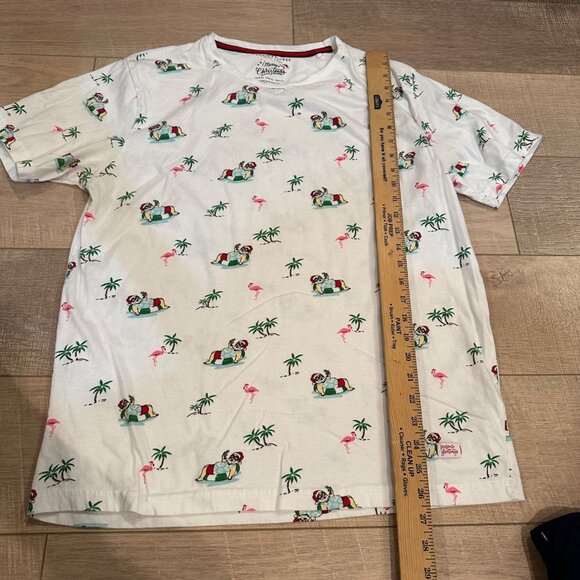 DENIM & FLOWER MENS XLARGE T SHIRT SANTAS FLAMINGOS PALM TREES - Picture 4 of 8